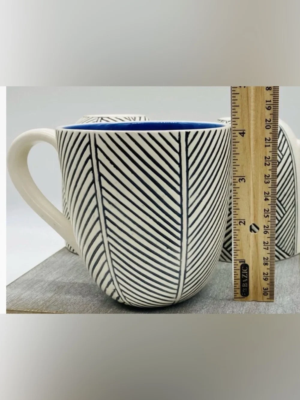 West Elm Blue and White Striped Ceramic Mug by Anthony Shapiro